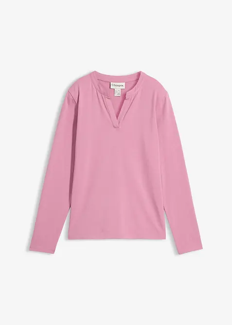 T-shirt long &agrave; col tunisien, bonprix