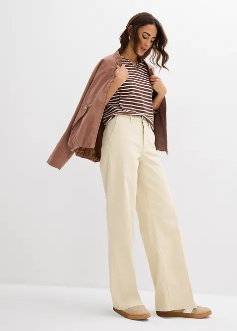 Pantalon en twill taille haute, bonprix