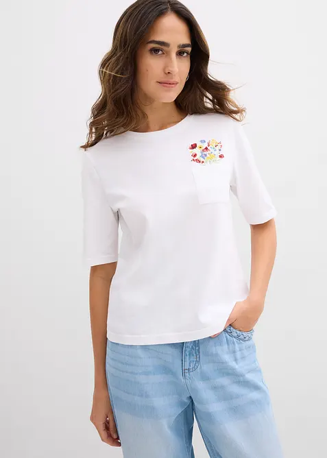 T-shirt 100% coton avec broderie, bonprix