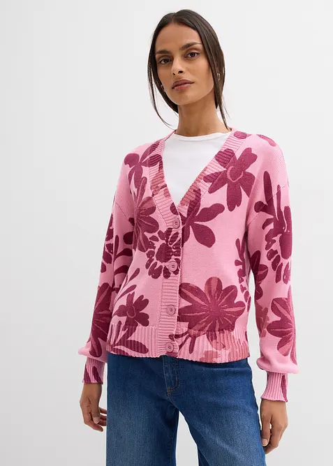 Gilet en maille &agrave; imprim&eacute; floral, bonprix