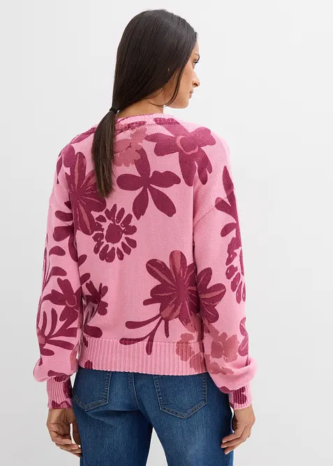 Gilet en maille &agrave; imprim&eacute; floral, bonprix
