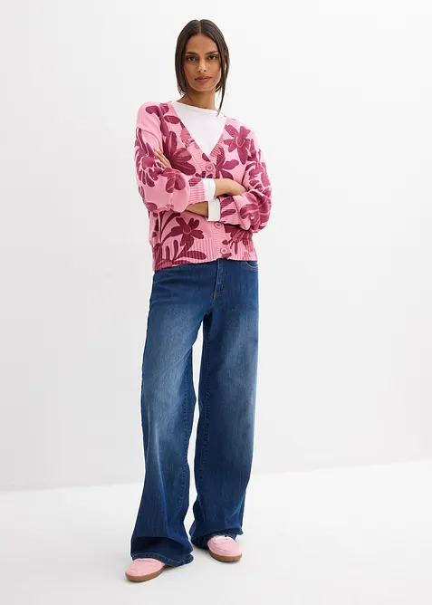 Gilet en maille &agrave; imprim&eacute; floral, bonprix