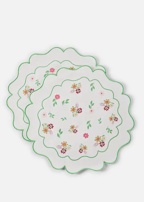 Lot de 2 sets de table ronds brod&eacute;s, bonprix