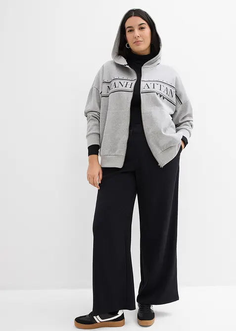 Sweat zipp&eacute; large &agrave; capuche, bonprix