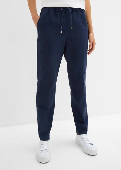 Pantalon barrel en twill, taille mi-haute &eacute;lastiqu&eacute;e, bonprix