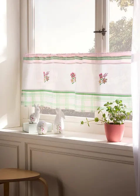 Lot de 3 figurines d&eacute;co Lapins et &OElig;uf avec fleurs, bonprix