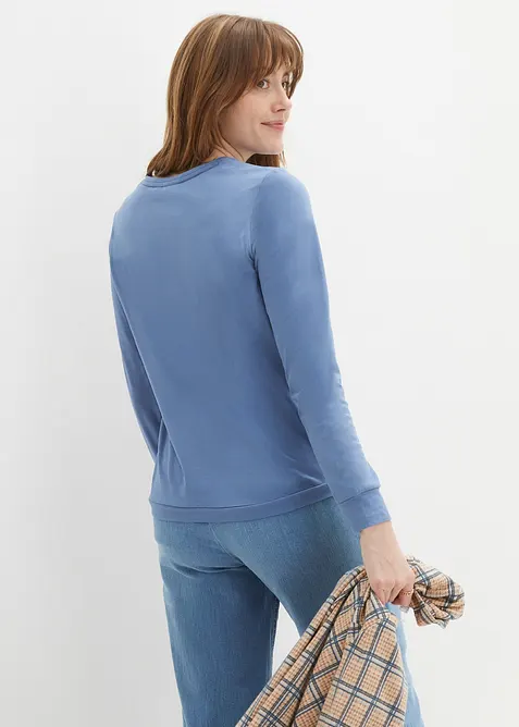 T-shirt manches longues &agrave; rayures en coton, bonprix