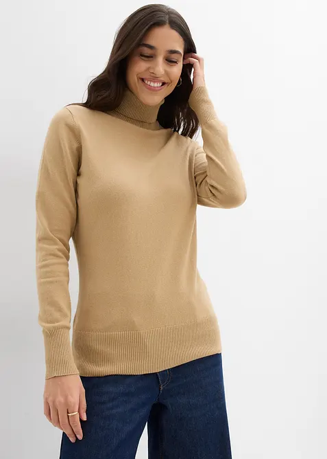 Pull col roul&eacute; basique, bonprix