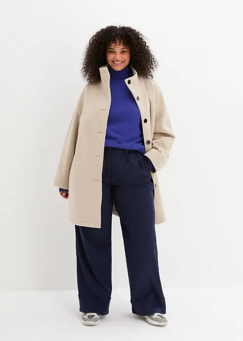 Pull col roul&eacute; basique, bonprix