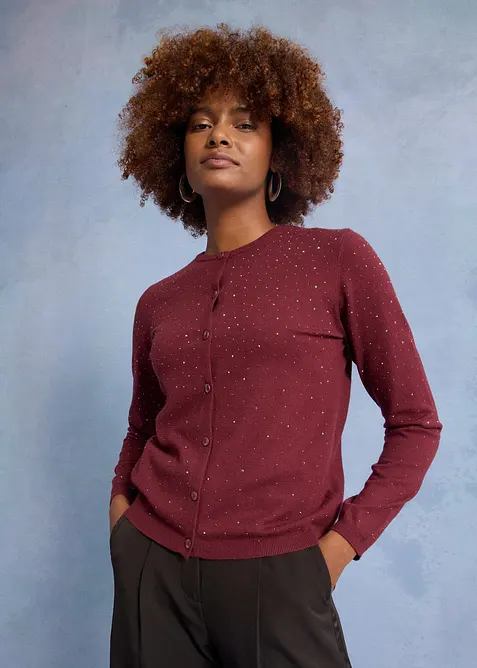 Gilet en maille avec strass, bonprix