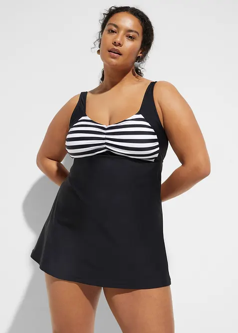 Tankini long (ens. 2 pces) avec bas de maillot taille haute, bonprix