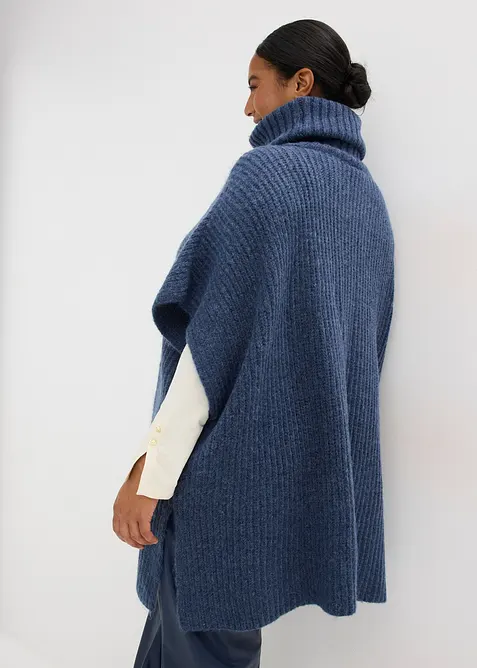 Pull poncho en laine m&eacute;lang&eacute;e, bonprix