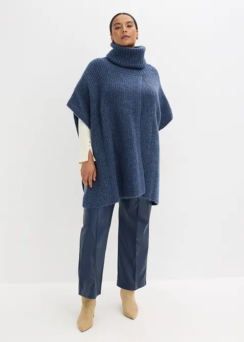 Pull poncho en laine m&eacute;lang&eacute;e, bonprix