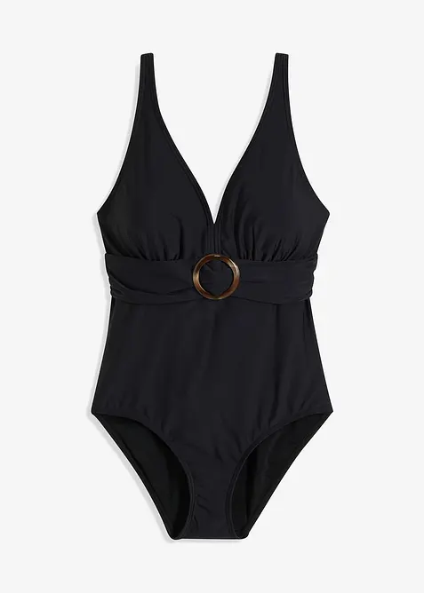 Maillot 1 pi&egrave;ce sculptant, maintien l&eacute;ger, encolure V, bonprix