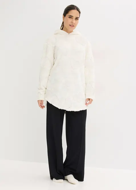 Pull long oversize &agrave; motif c&oelig;urs, bonprix