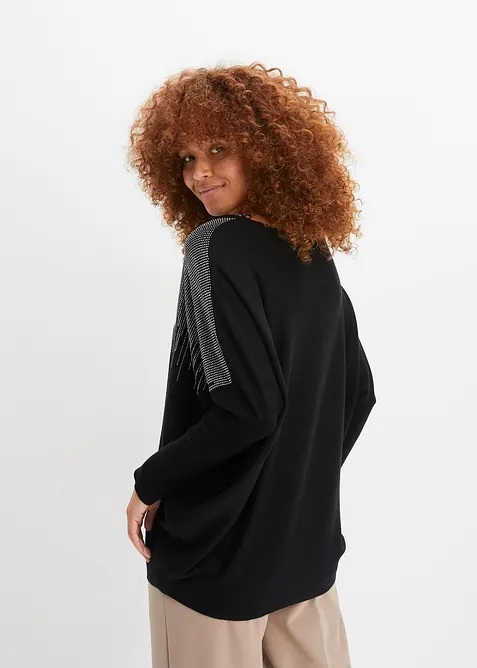 Pull en fine maille avec strass, bonprix