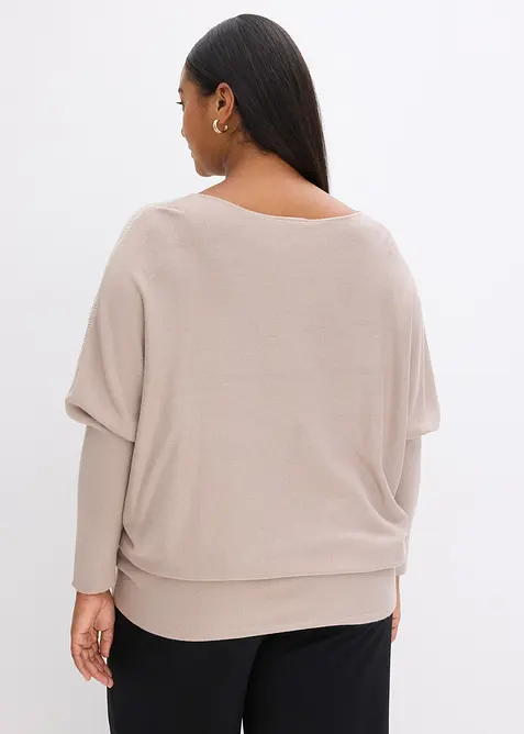 Pull en fine maille avec strass, bonprix