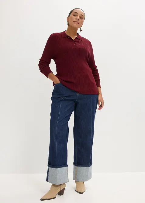 Polo en maille c&ocirc;tel&eacute;e, viscose majoritaire, bonprix