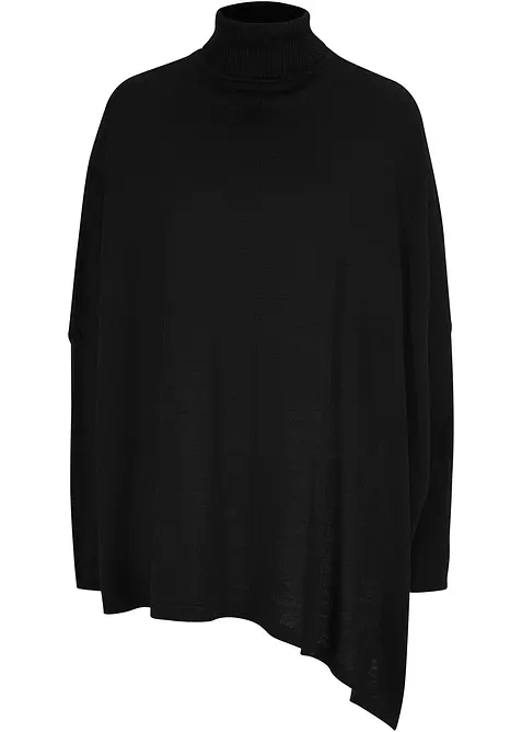 Pull-poncho asym&eacute;trique &agrave; col roul&eacute;, bonprix