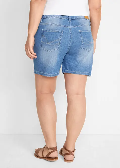Lot de 2 shorts en jean slim, taille mi-haute, bonprix