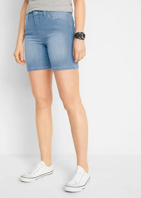 Lot de 2 shorts en jean slim, taille mi-haute, bonprix