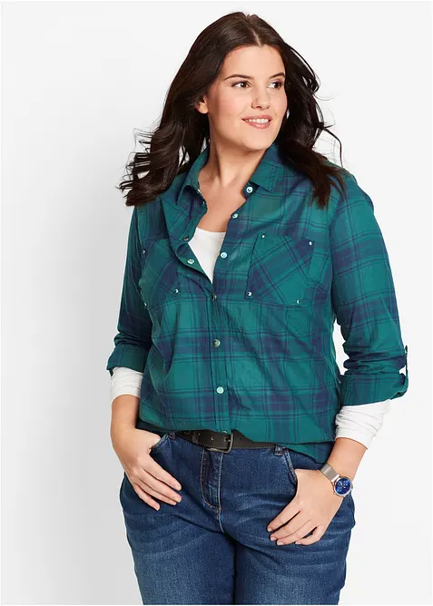 Chemisier &agrave; carreaux 100% coton, bonprix