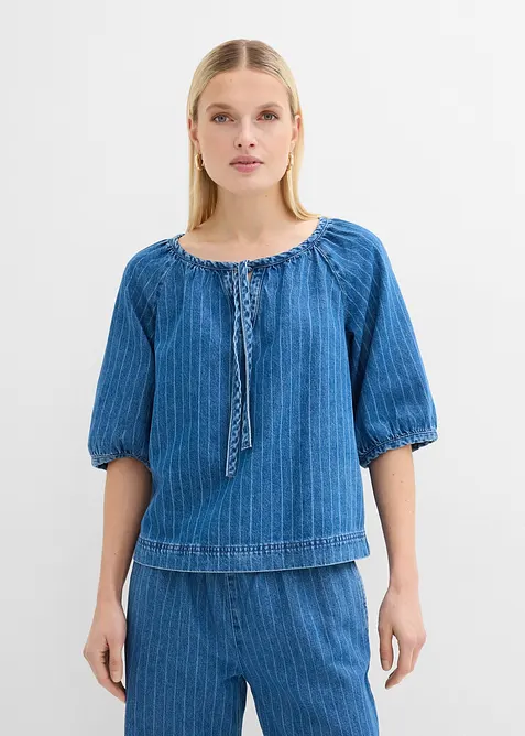 Blouse en jean &agrave; rayures, bonprix