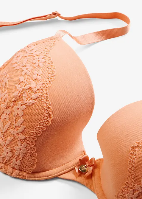 Soutien-gorge &agrave; coques et armatures, coton et dentelle, bonprix