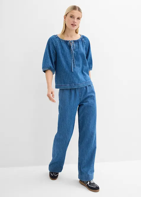Blouse en jean &agrave; rayures, bonprix