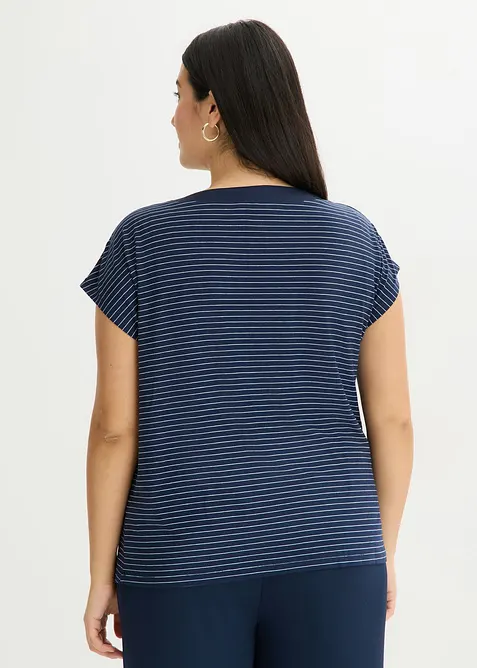 T-shirt en viscose fluide avec empi&egrave;cement satin, bonprix