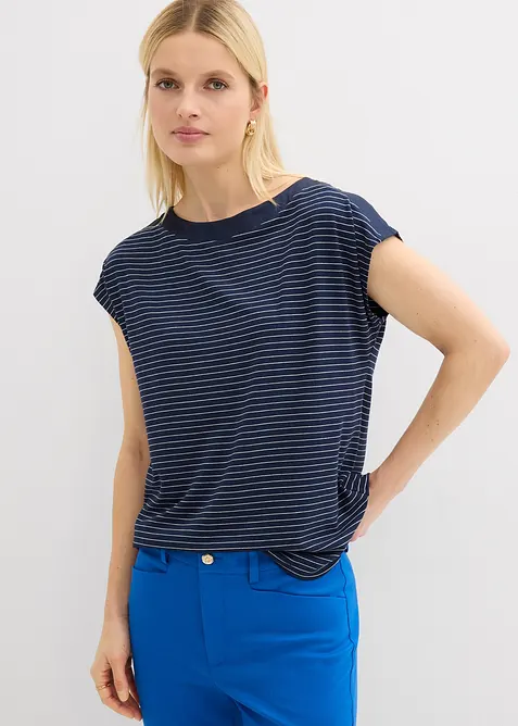 T-shirt en viscose fluide avec empi&egrave;cement satin, bonprix