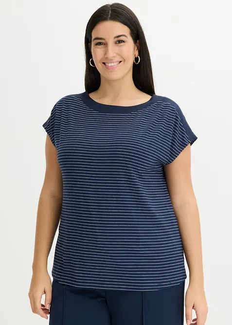 T-shirt en viscose fluide avec empi&egrave;cement satin, bonprix