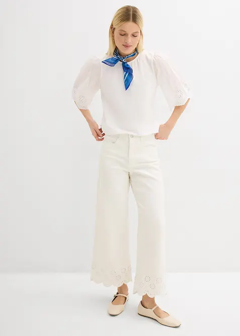 T-shirt &agrave; broderie anglaise, bonprix