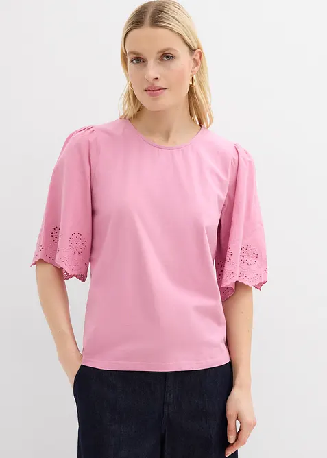 T-shirt &agrave; broderie anglaise, bonprix