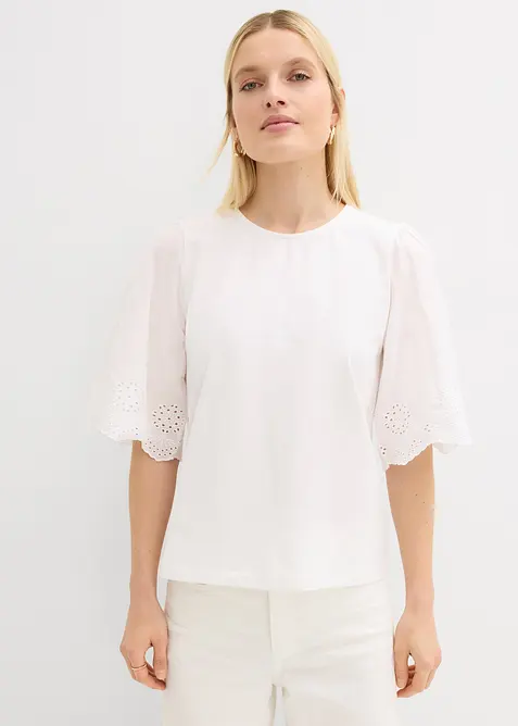 T-shirt &agrave; broderie anglaise, bonprix