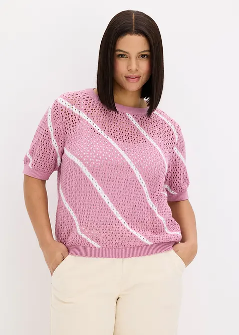 Pull ajour&eacute; 100% coton, bonprix