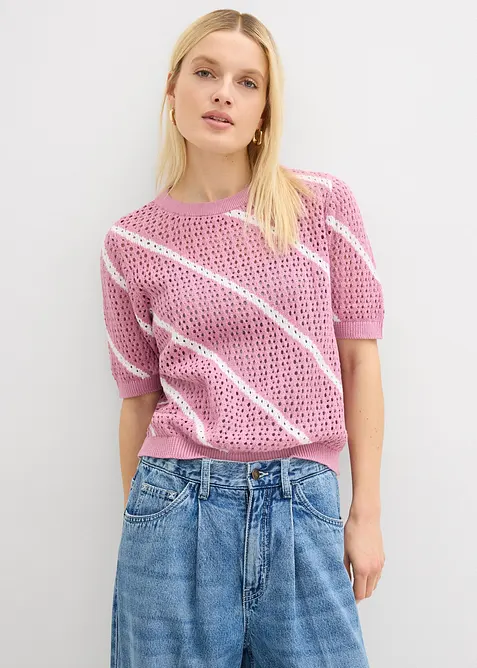 Pull ajour&eacute; 100% coton, bonprix