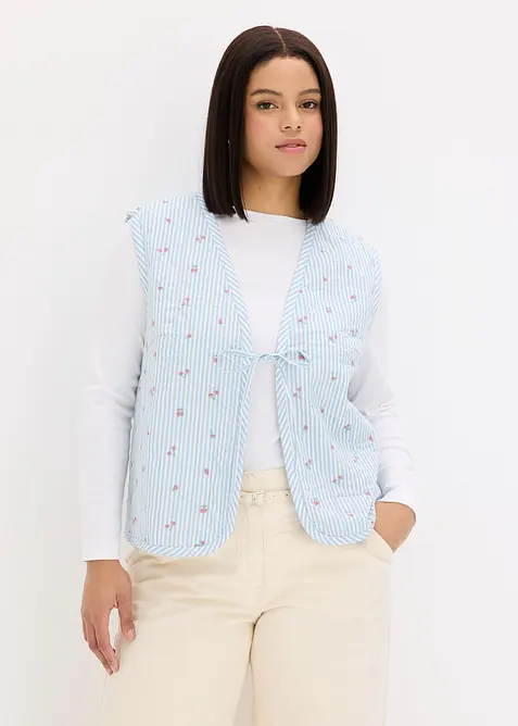 Gilet sans manches matelass&eacute; et brod&eacute;, bonprix