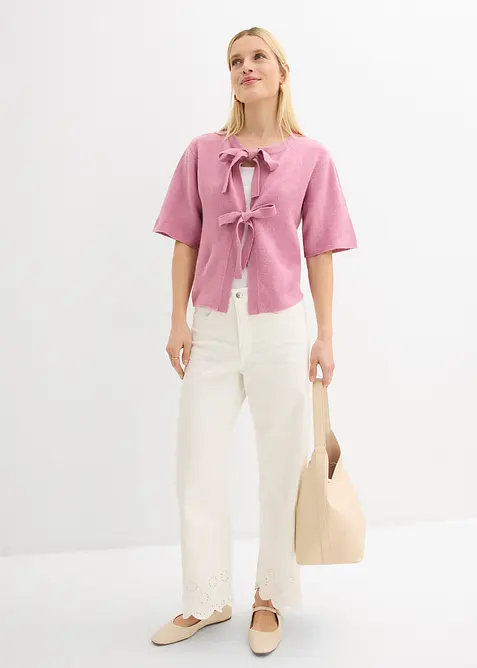 Gilet en fine maille &agrave; nouettes, bonprix