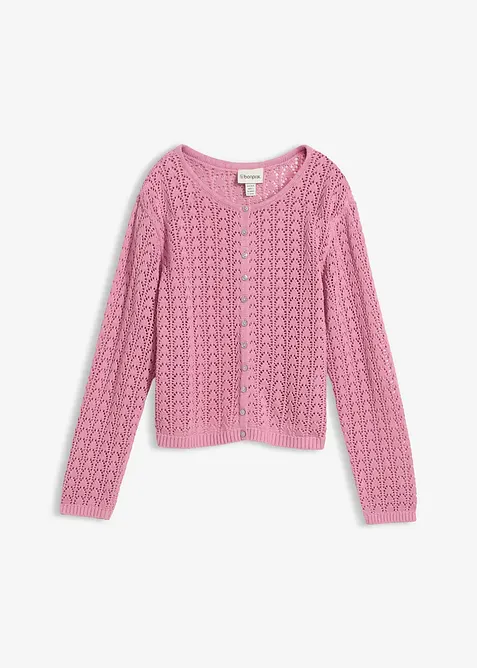 Gilet en maille ajour&eacute;e 100% coton, bonprix