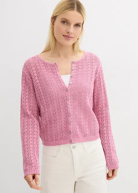 Gilet en maille ajour&eacute;e 100% coton, bonprix