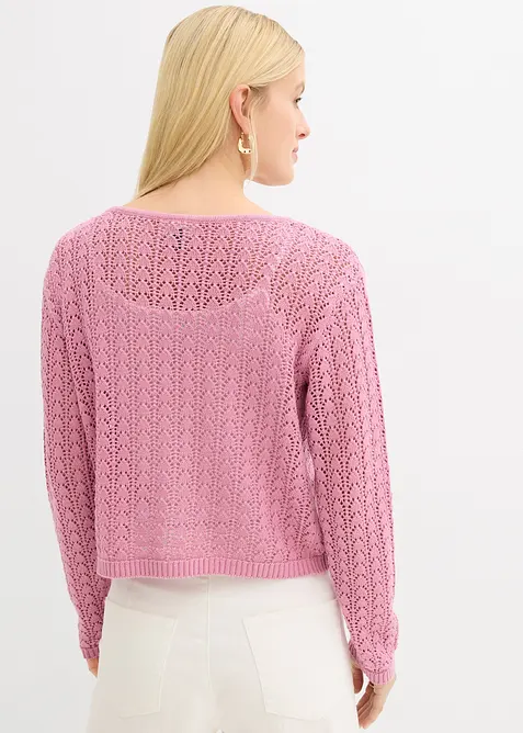 Gilet en maille ajour&eacute;e 100% coton, bonprix