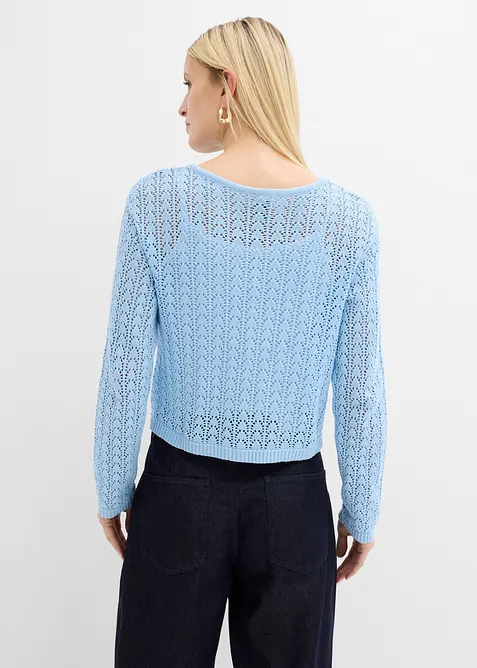 Gilet en maille ajour&eacute;e 100% coton, bonprix