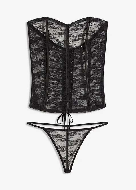 Gu&ecirc;pi&egrave;re et string en dentelle (ens. 2 pces), bonprix