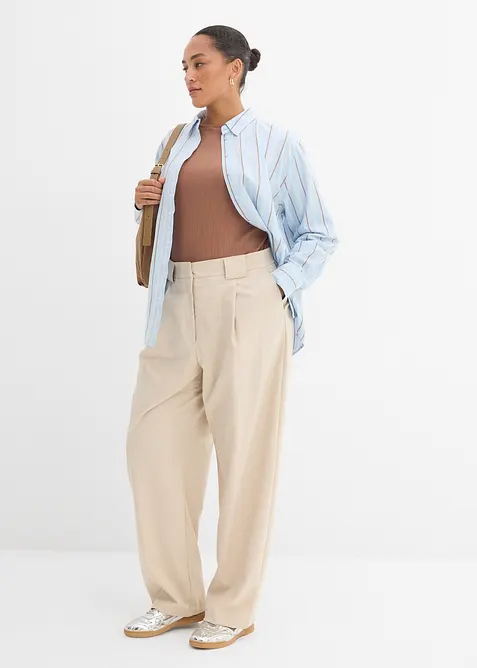 Pantalon barrel taille haute, bonprix