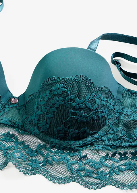 Soutien-gorge balconnet &agrave; bretelles amovibles et dentelle florale, bonprix