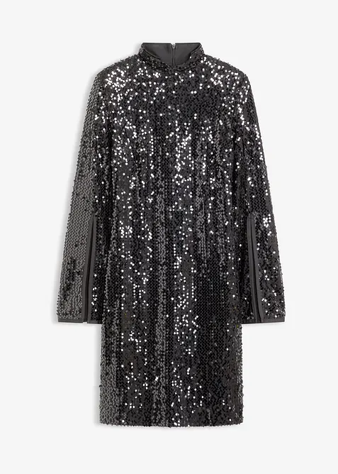 Robe &agrave; sequins et manches trompette, bonprix