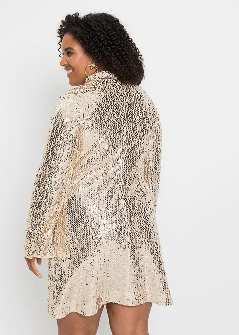 Robe &agrave; sequins et manches trompette, bonprix