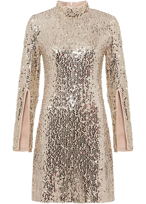 Robe &agrave; sequins et manches trompette, bonprix