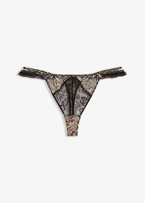 Tanga string en mesh imprim&eacute;, bonprix